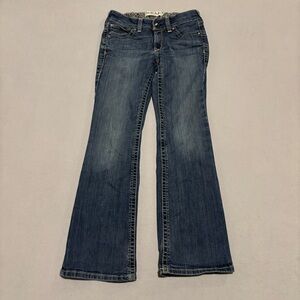 Ariat Real Bootcut Jeans Womens Size 27S Blue Dark Wash Ranch Rodeo Horse Riding